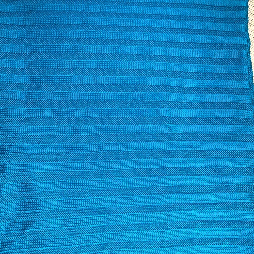 Teal blue ribbed tube circle neck infinity sweater scarf acrylic spandex EUC
